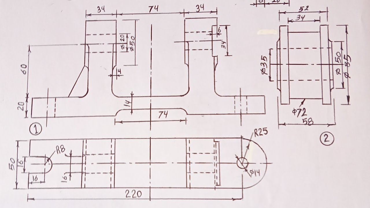 الرسم الهندسي التجميعى تخصص ميكانيكا.رابط حل 54تمرين تجميعى أسفل الفيديو. بصندوق الوصف