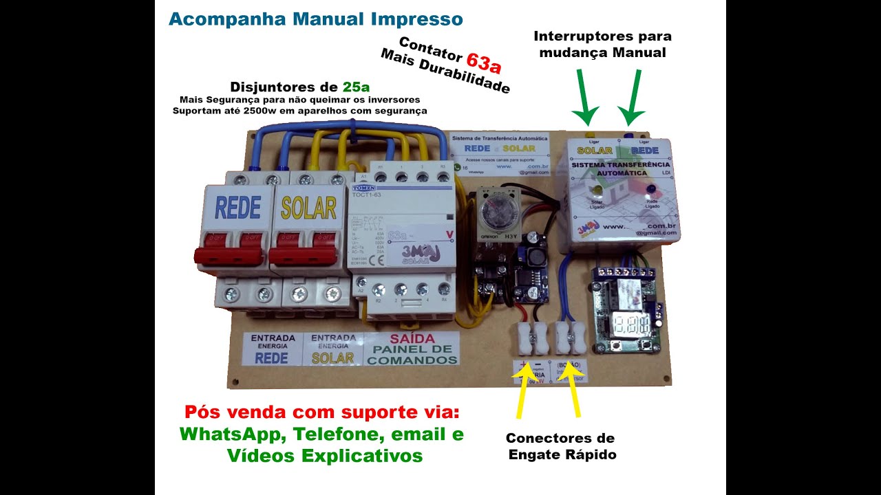 Automação Sistema Solar 63a - Liga e desliga o inversor - Troca de Energia Solar para Rede