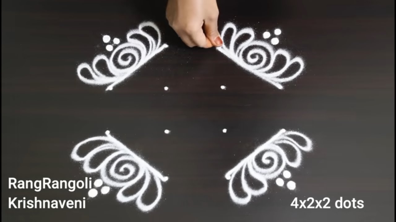 Daily Rangoli🌺4x2x2 dots Karthigai Deepam Kolam🌺Easy Muggulu🌺RangRangoli Krishnaveni
