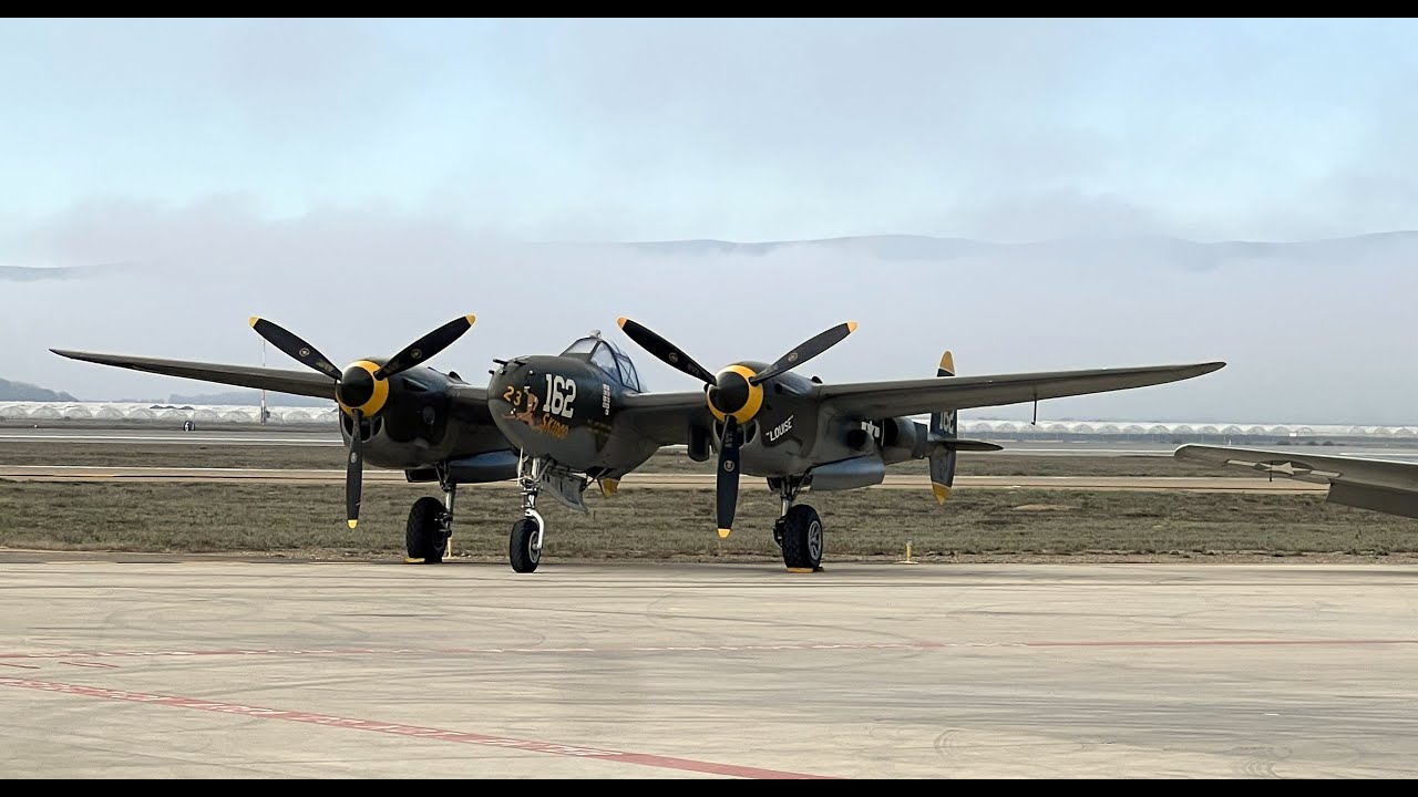 Lockheed P-38 Lightning 23 Skidoo over Santa Maria CA Central Coast Airfests Sep-2024 and Oct-2025