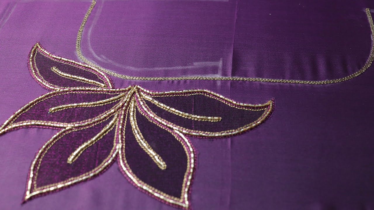 Simple cutwork embroidery with net cloth