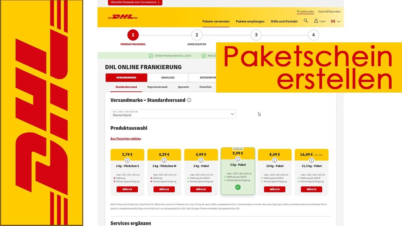 DHL Paketschein online erstellen und kaufen (QR Code für Packstation)