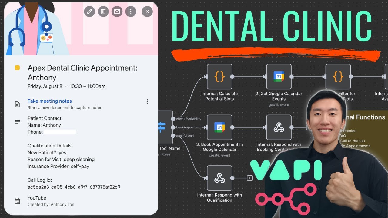 How To Build a Dental Clinic AI Voice Agent (VAPI + n8n Speedrun)