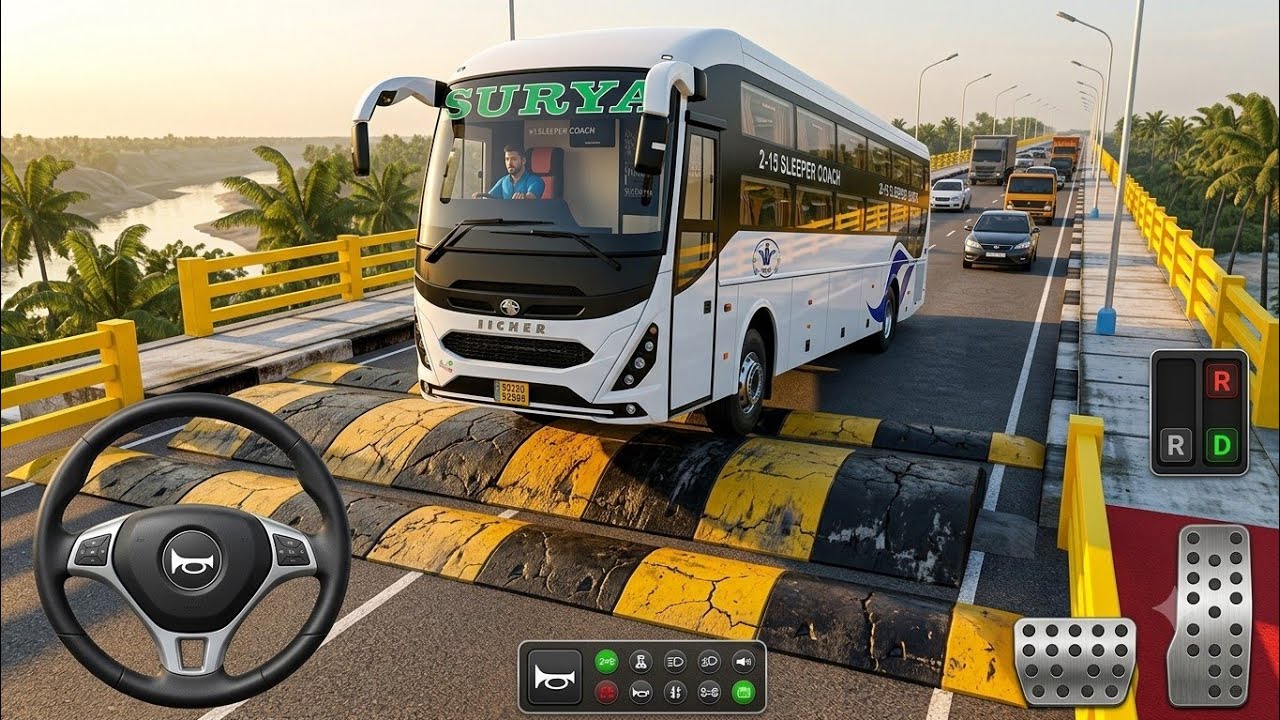🚌 Volvo Eicher 13.5M Sleeper Bus Speed Breaker Bridge Map 😱 | BUSSID Gameplay