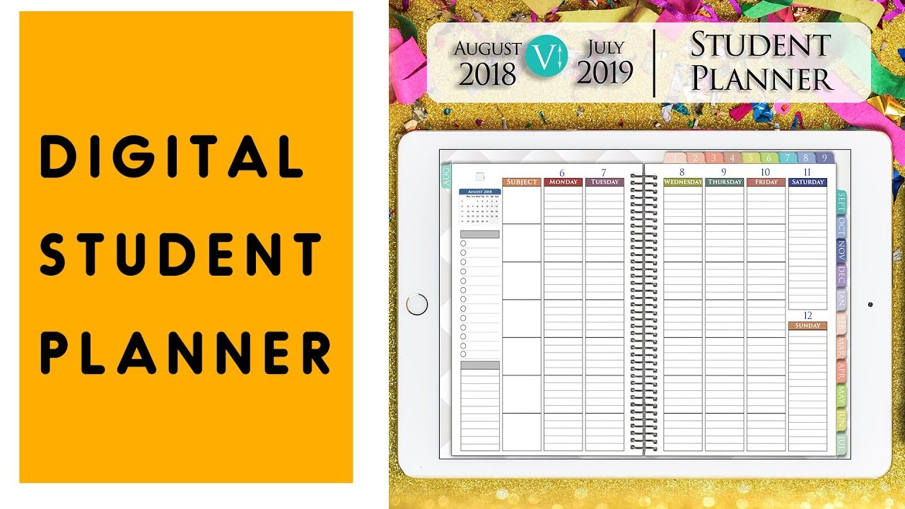 Digital iPad Planner for Student 2022 2023, organizer for Goodnotes, Notability, Noteshelf2 academic