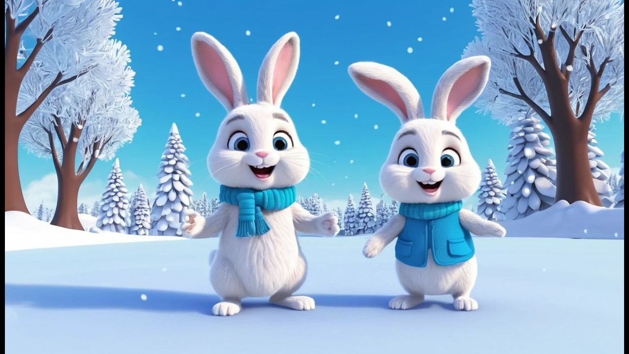 Un lapin des neiges trouve un glacon bril