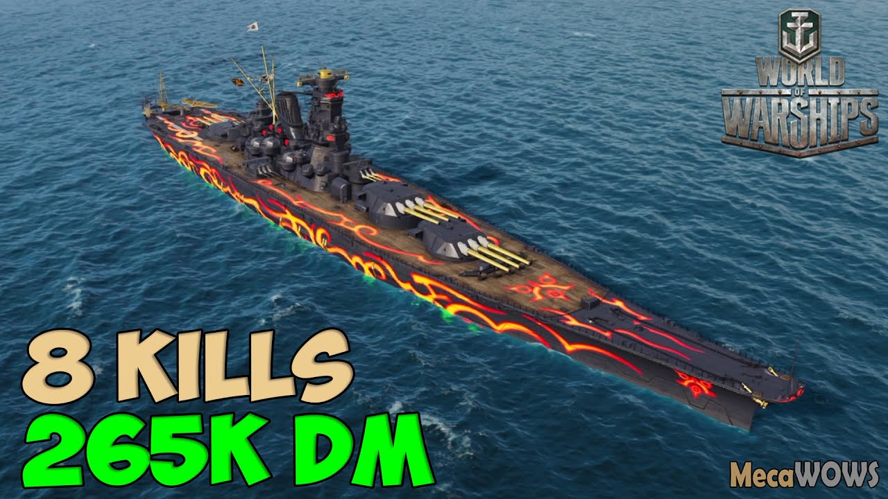 World of WarShips | Musashi | 8 KILLS | 265K Damage - Replay Gameplay 4K 60 fps