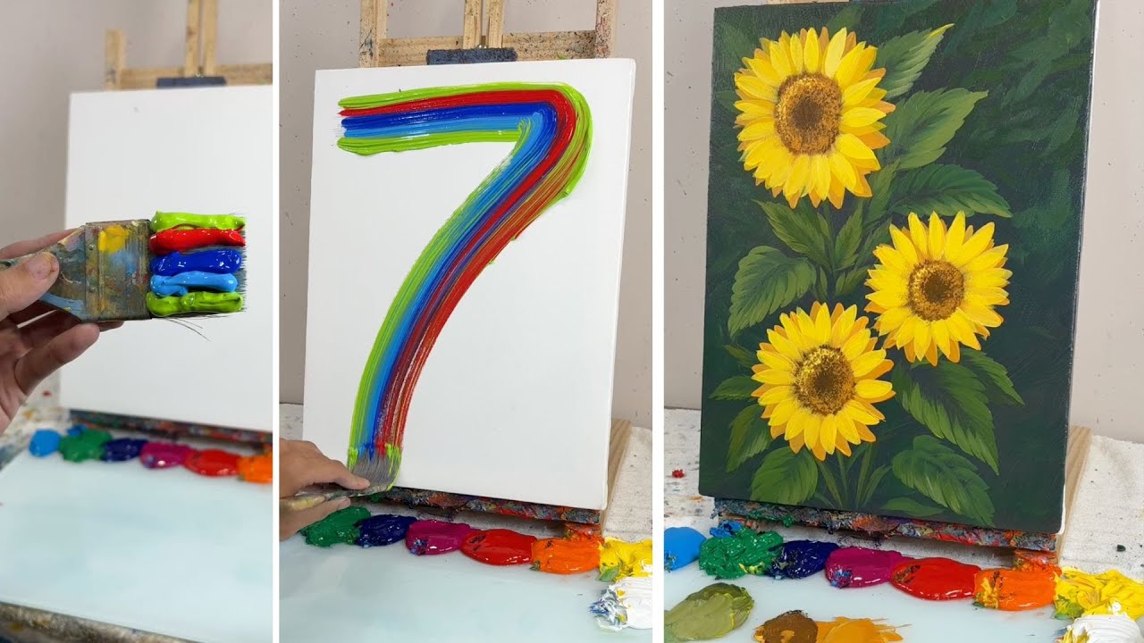 How to Paint Sunflowers in Acrylic | Easy Step-by-Step Flower Painting for Beginners #073