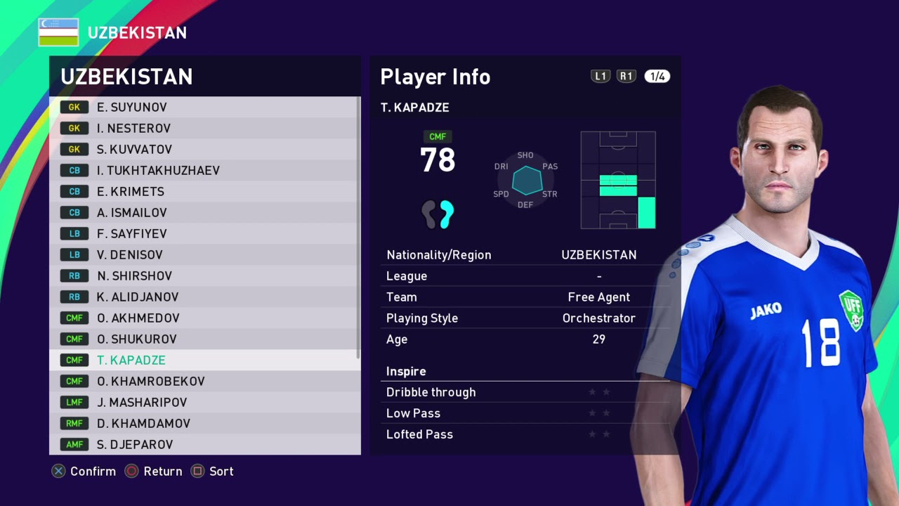 PES 2021 UZBEKISTAN ACTUAL + 7 CLASSIC PLAYERS PS4