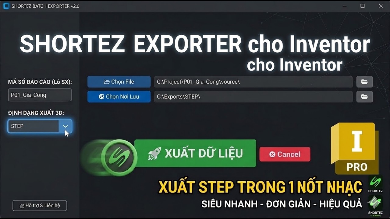 Cách xuất file STEP/IGES hàng loạt từ Inventor & Tự động lập bảng kê Excel | Shortez STEP Tool