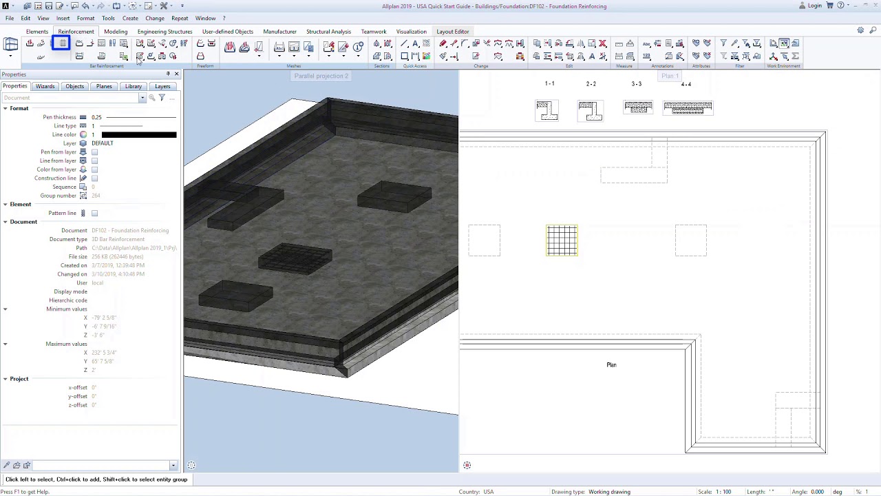 Allplan 2019 QuickStart Lesson 7 - Generating 3D reinforcing; Area Reinforcement