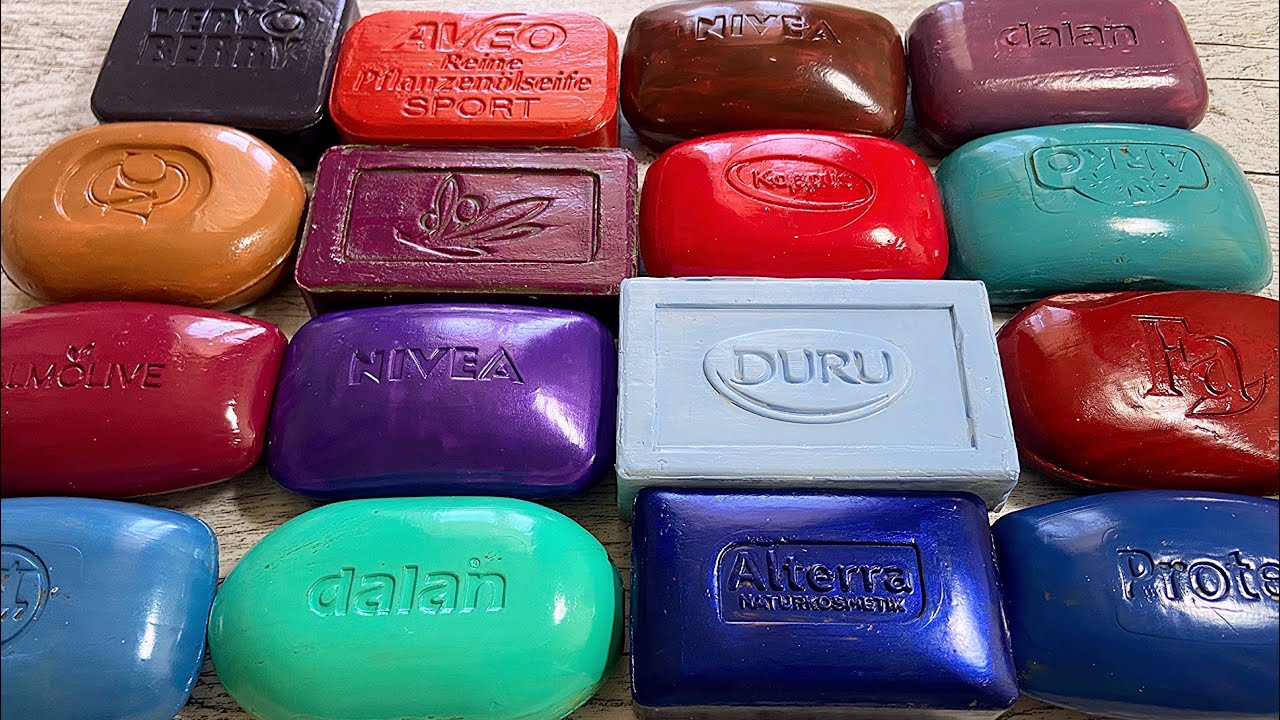 ASMR soap cutting Резка крашенного мыла💜