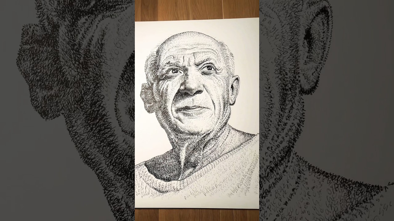 Pablo Picasso #WordArt #micrography #picasso #detail #xyz #artist