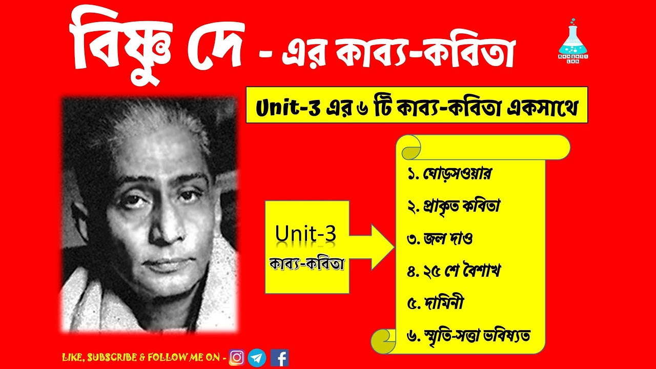 Bishnu Dey | Kabbo Kabita | বিষ্ণু দে | ৬ টি কাব্য-কবিতা একসাথে | Unit 3 | NTAUGCNET, SET | Bengali