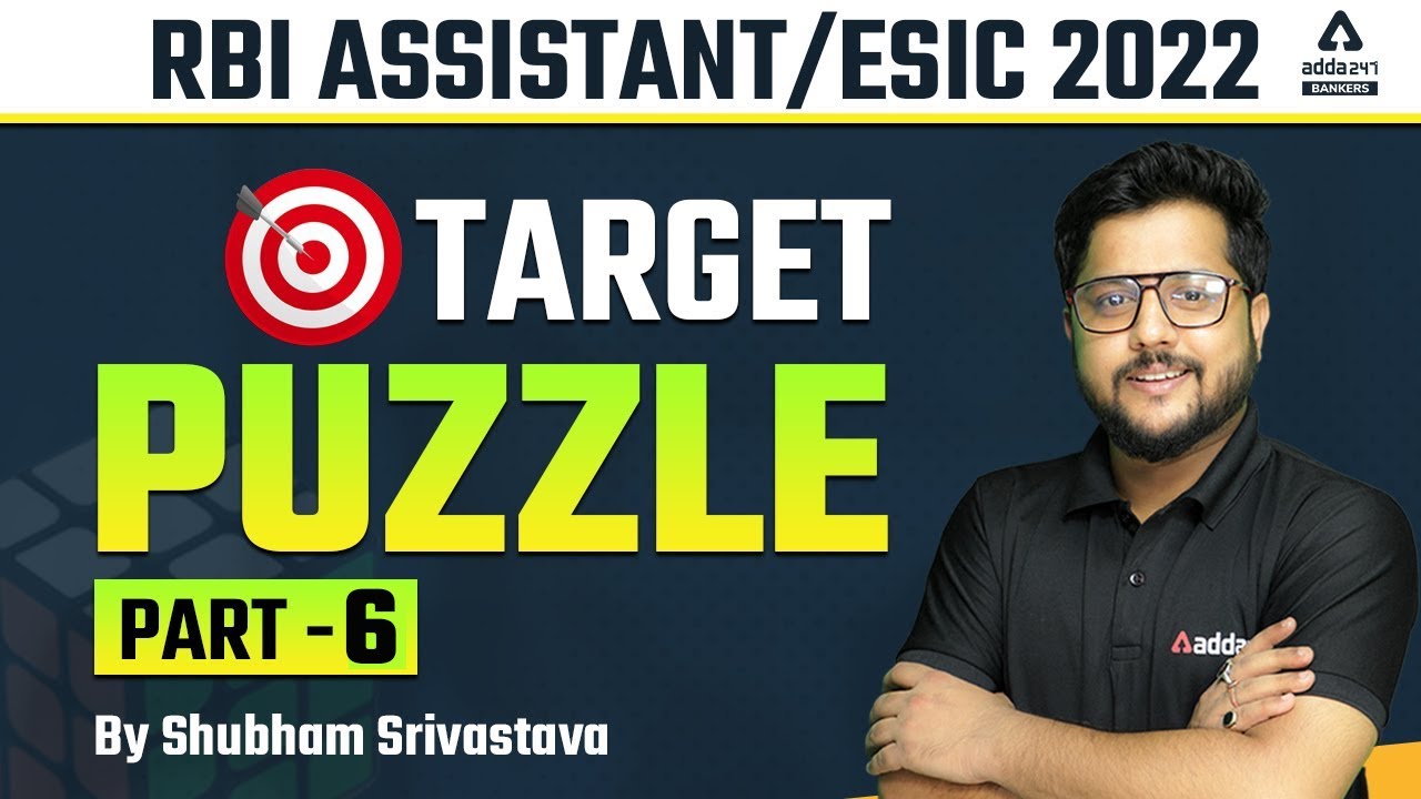 RBI ASSISTANT / ESIC 2022 | TARGET PUZZLE | PART-6 | BY SHUBHAM SRIVASTAVA