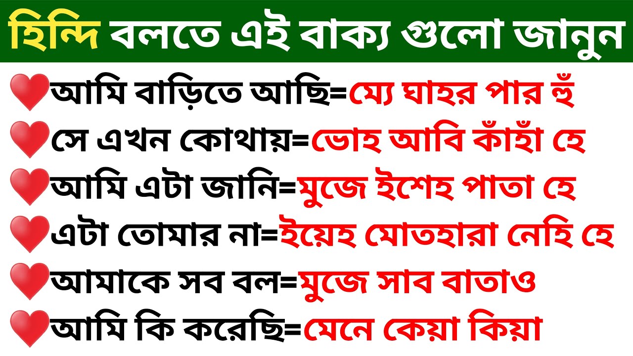 Hindi Bhasha Shikha | Hindi Language Learning | How To Learn Hindi From Bengali