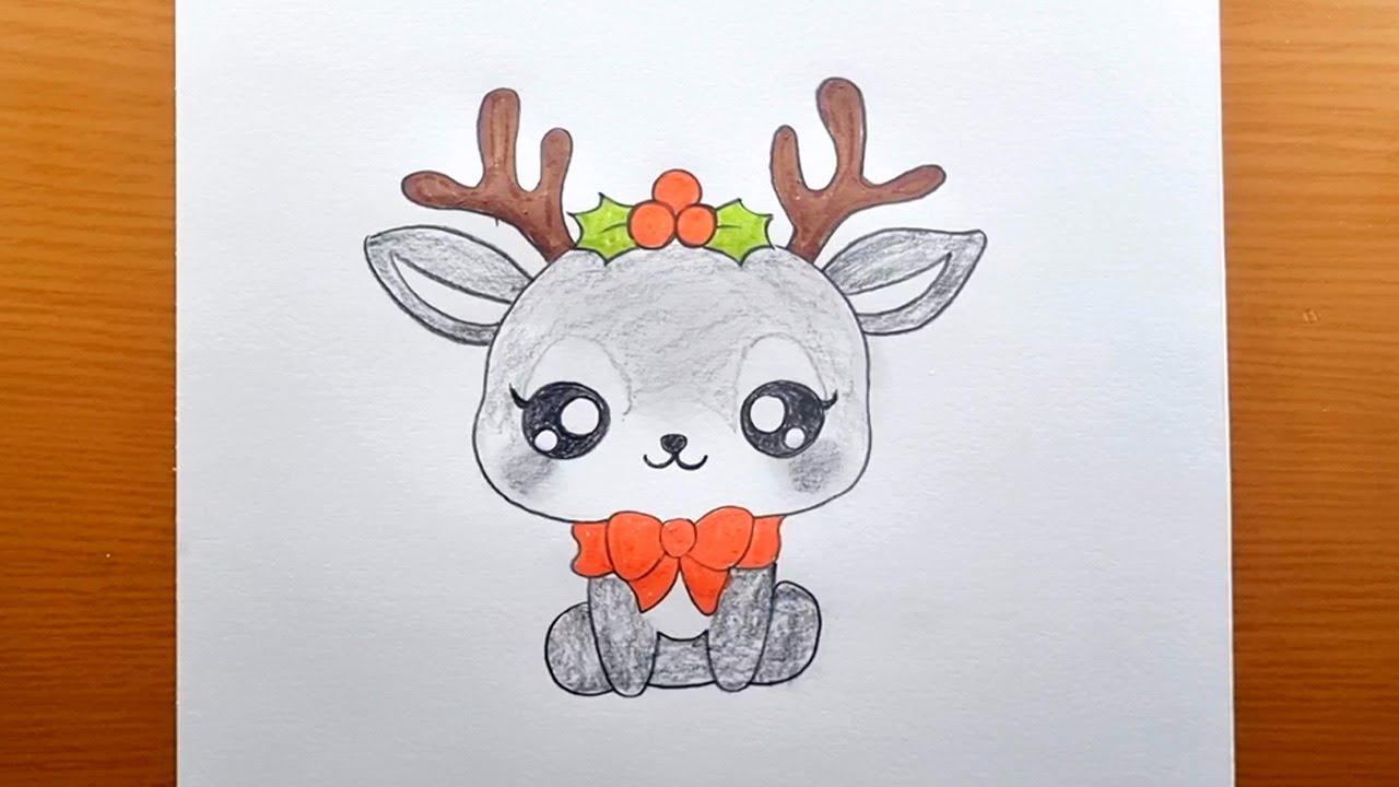 COME DISEGNARE UNA RENNA DI NATALE CARINA FACILE 🦌🎄 DISEGNI DI NATALE