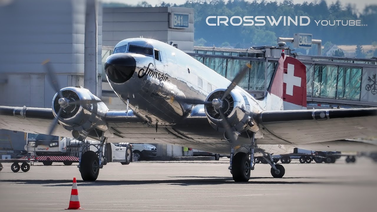 Douglas DC-3C Swissair (Classic Formation) N431HM Zurich Airport 14.06.2023