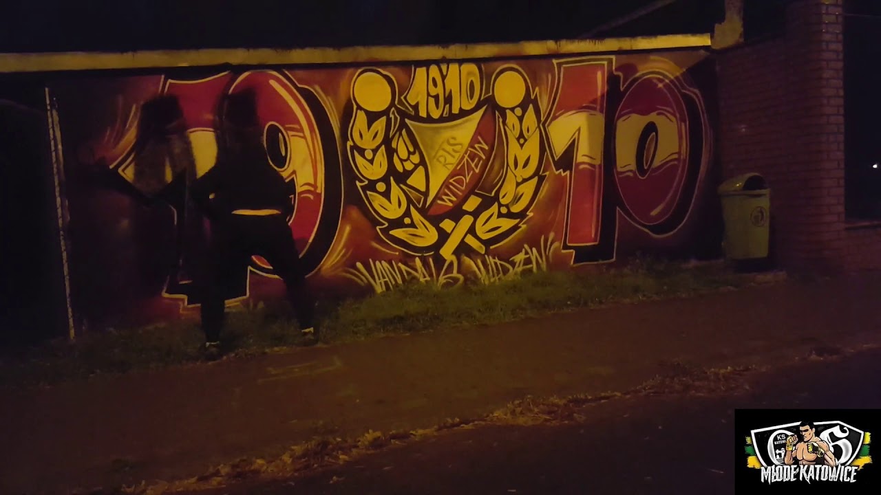 Młode Katowice - Zamalowywane grafy kibiców z Chorzowa przez GKS Katowice.