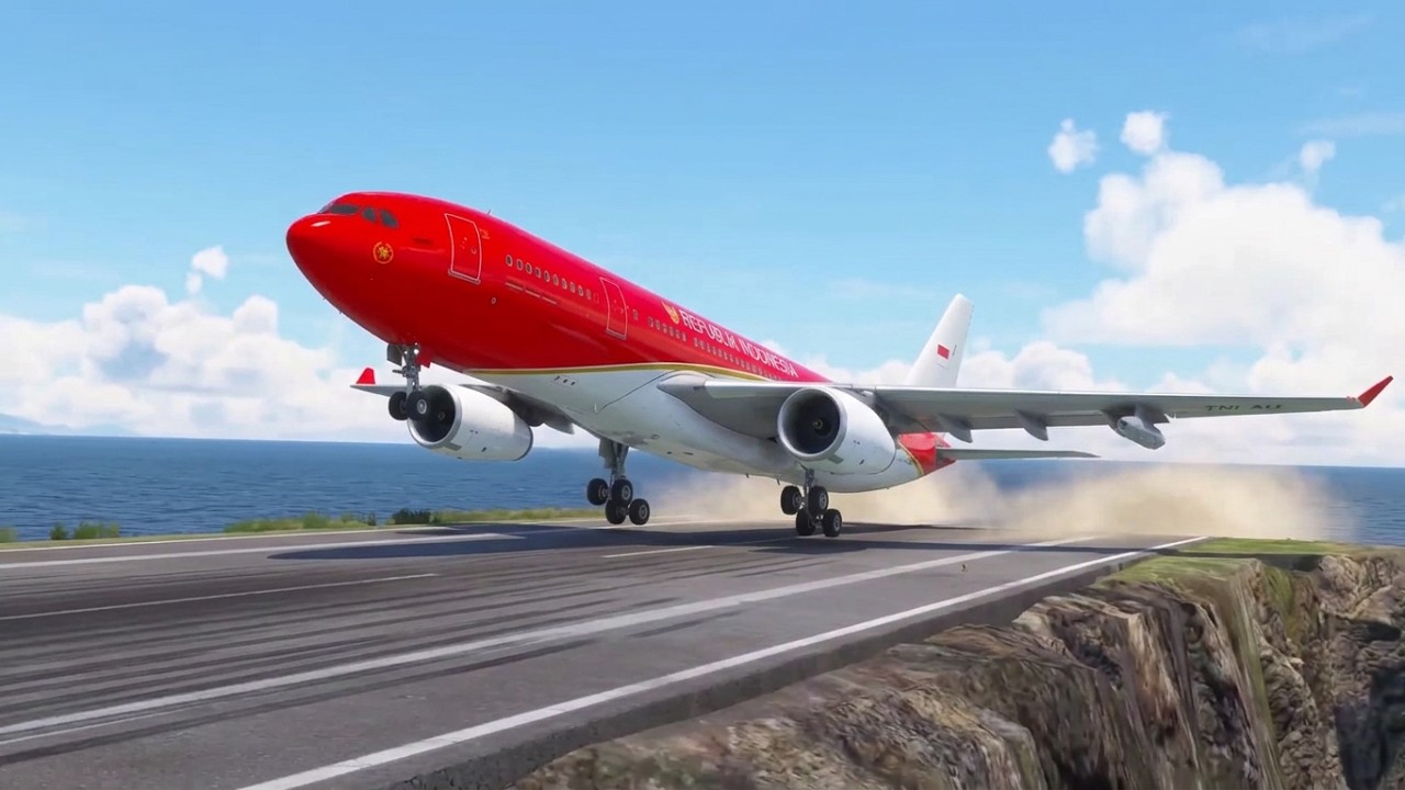 Super Insane! Airbus A330-243 TNI AU Indonesian Air Force Takeoff from Shortest Runway