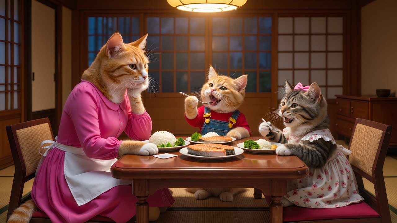 🍣🐱 Cat Siblings’ Midnight Snack Gone Wrong! 😱 Mama Cat Caught Them at the Sushi Bar!