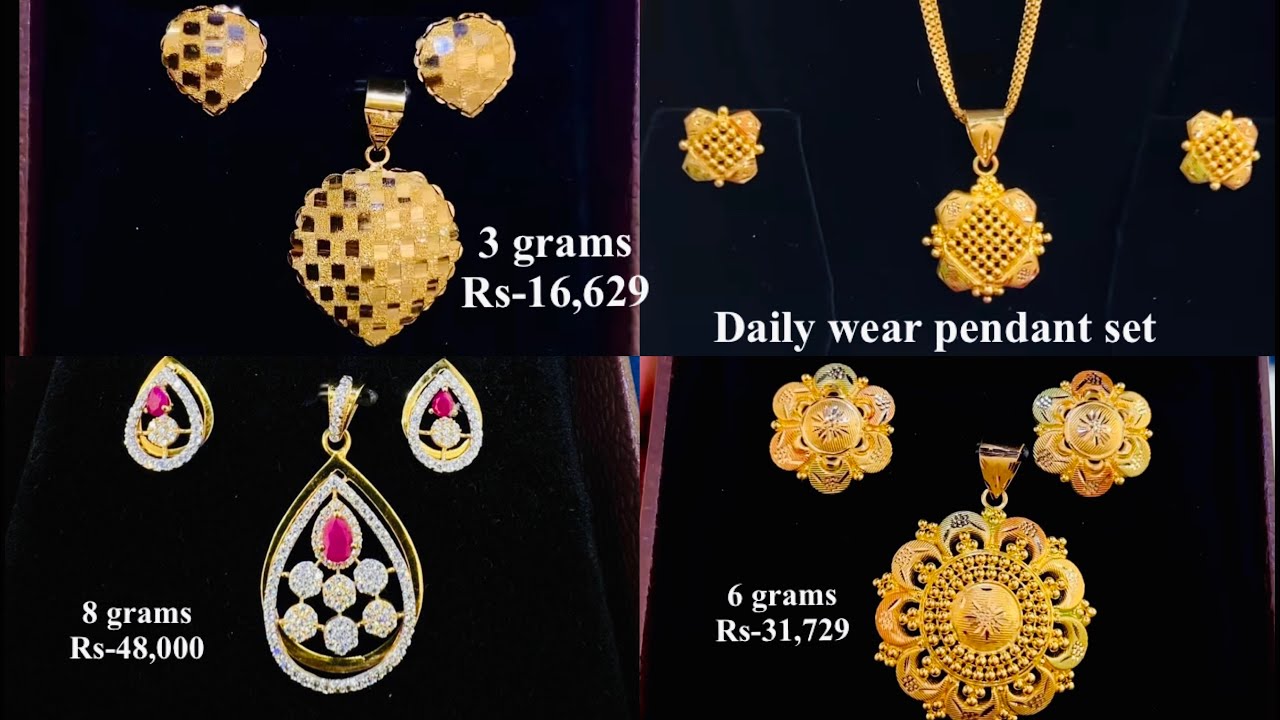 unique Gold Pendant Set With Price and Weight | gold pendant set designs