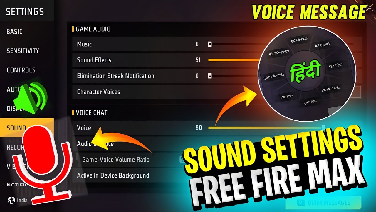 Free Fire Sound Setting | Free Fire Mic Problem | Free Fire Setting