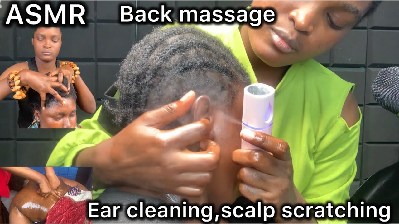 ASMR: Back massage,ear cleaning,scalp scratching with calming sounds for good sleep and relaxation 
