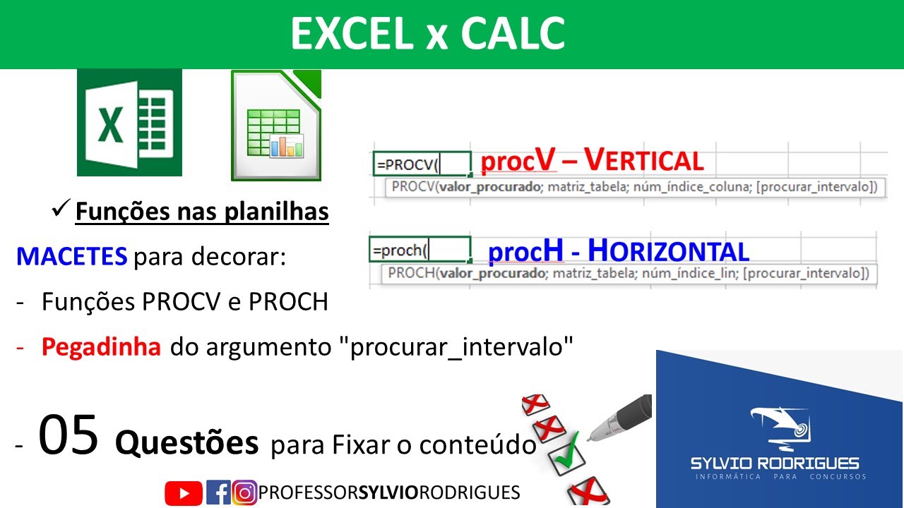 Excel e Calc -  Função PROCV e PROCH