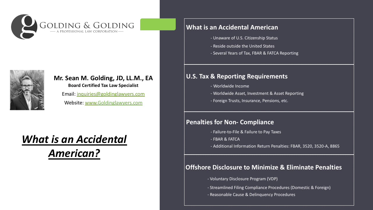 Accidental American & U S  Tax:  IRS FATCA Tax & Reporting Requirements & Rules