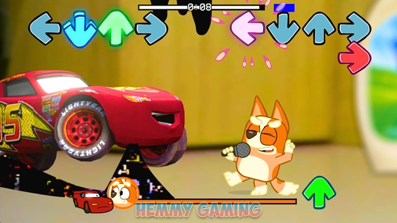 [SWAP] FNF Bluey Full Episodes vs Pibby McQueen Sings Sliced Pibby | FNF Mods