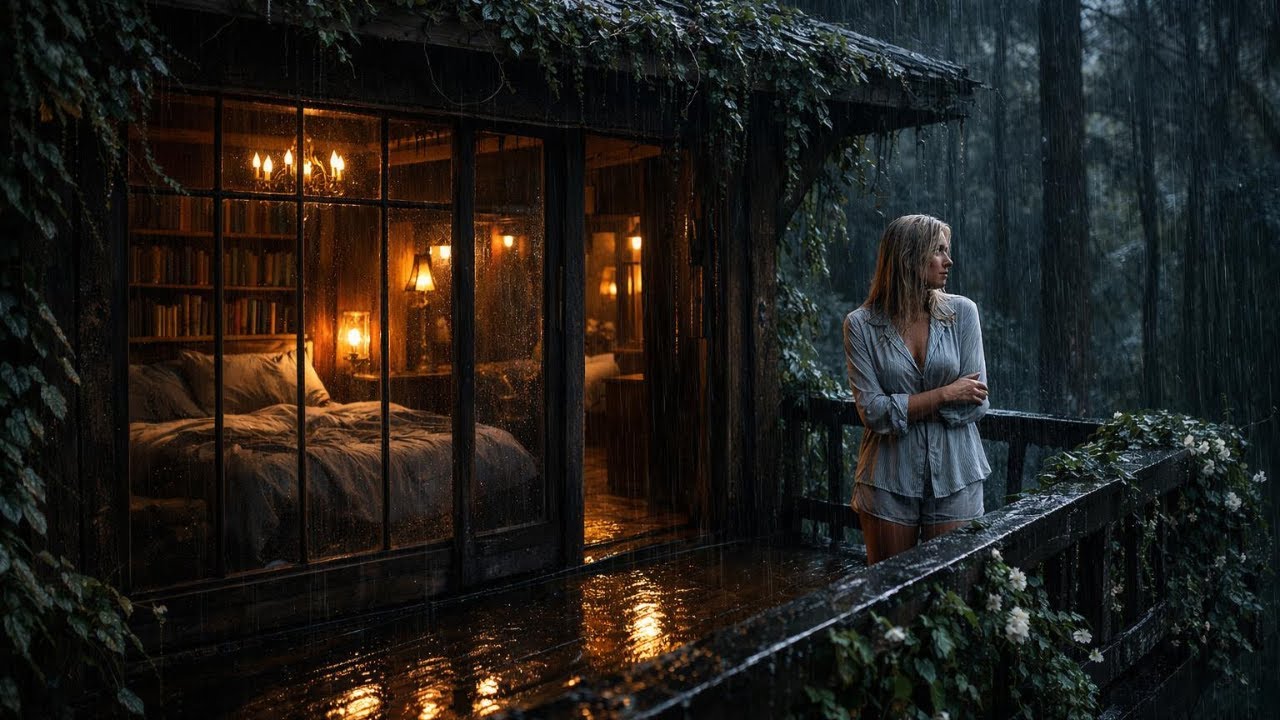 Rain Sounds for Sleeping - ASMR Relentless Rain On the Cabin Forest for Deep Sleep & Calm Mind