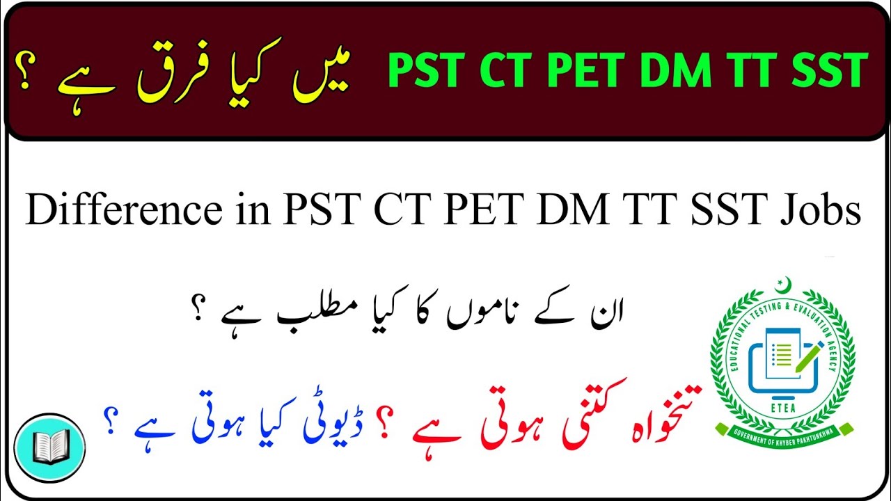 What is the difference between PST CT PET DM TT SST Teaching Jobs meaning salary and duty