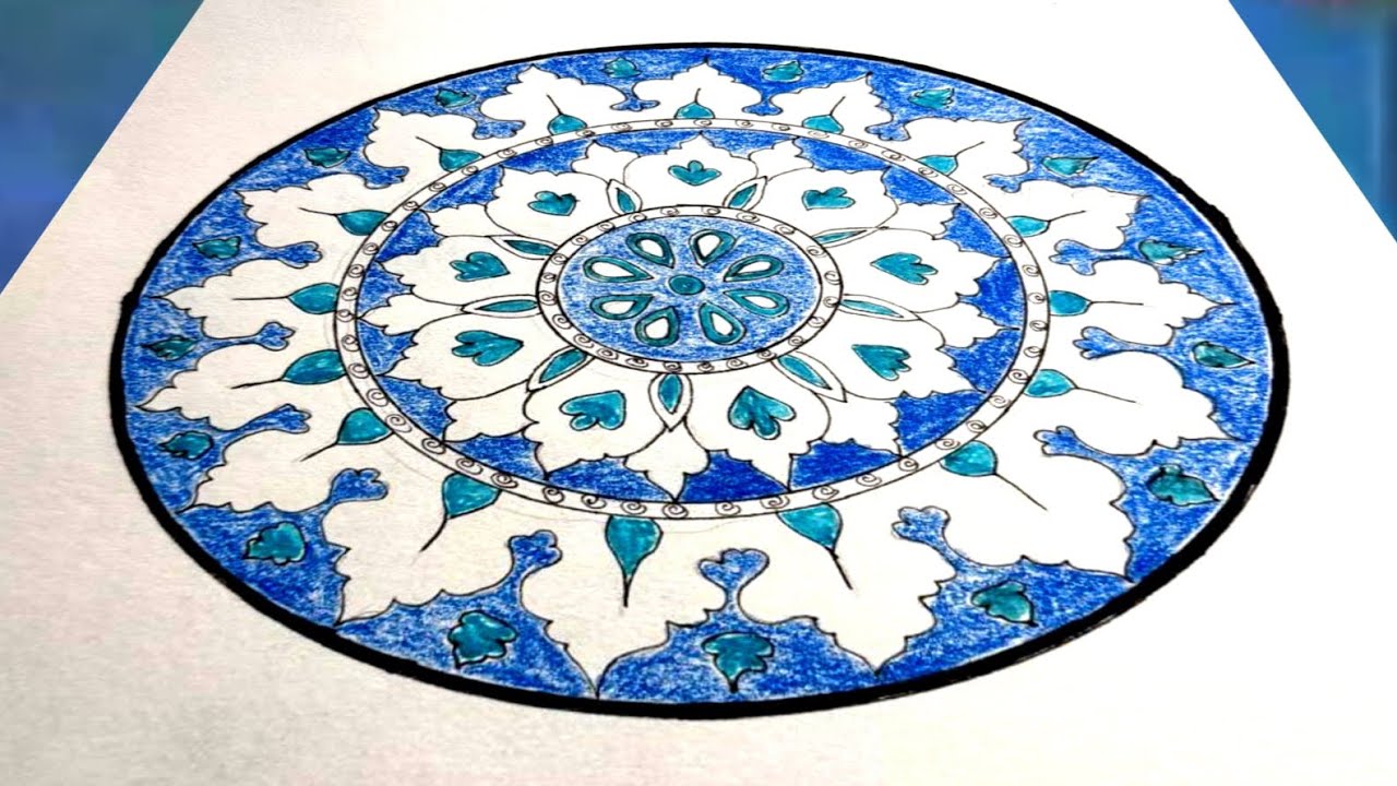 Relaxing Blue Mandala Art | Satisfying Coloring Process