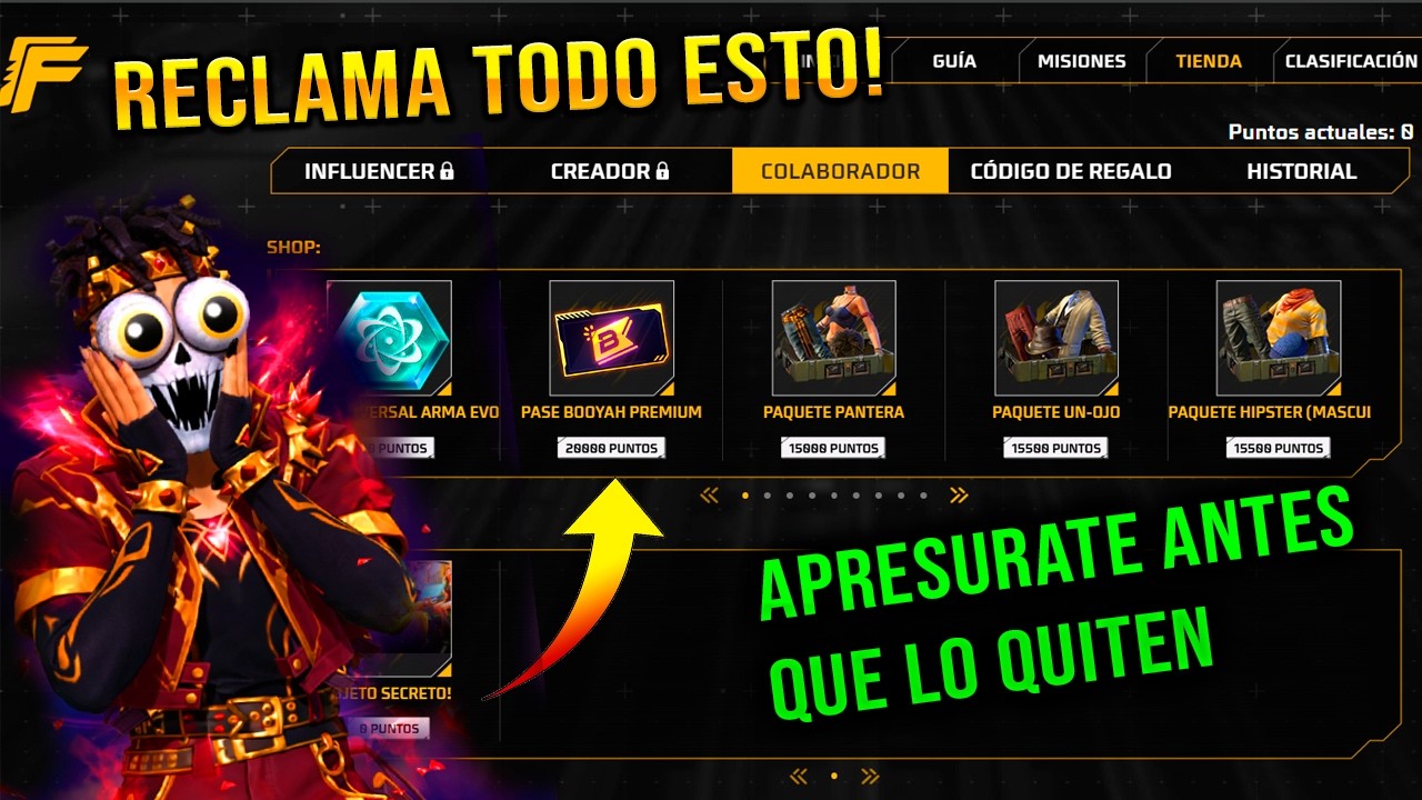 C&oacute;mo RECLAMAR el PASE BOOYAH GRATIS en TIENDA d CREADORES de CONTENIDO FREE FIRE FF LATAM Influencer