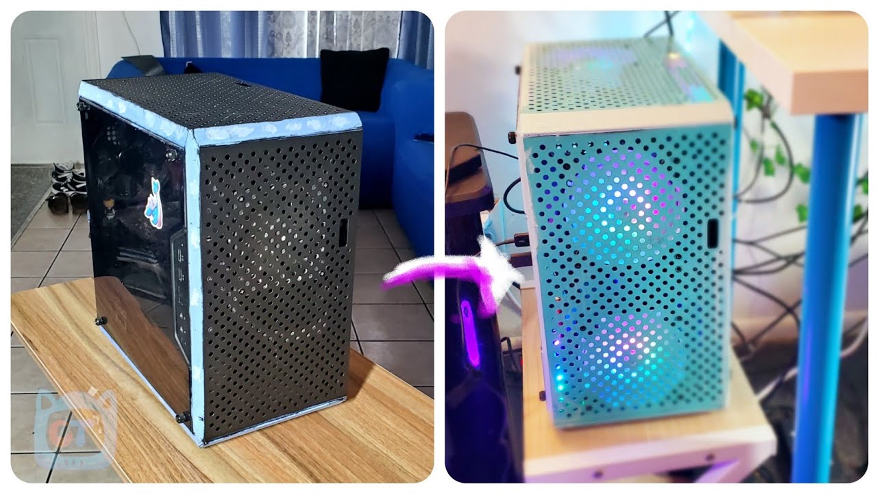 🌸 Cute Setup Upgrades ⚒️ Painting PC Case Blue + Adding RGB Fans ✨
