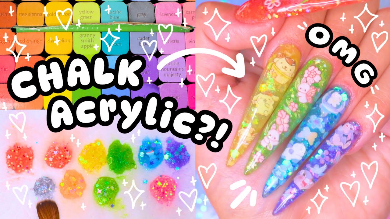 ⋆˚ʚ🌈 THIS IS MY FAVORITE THING EVER NOW!!! 🍓 Making Custom Acrylics with Chalk 🐇ɞ˚⋆