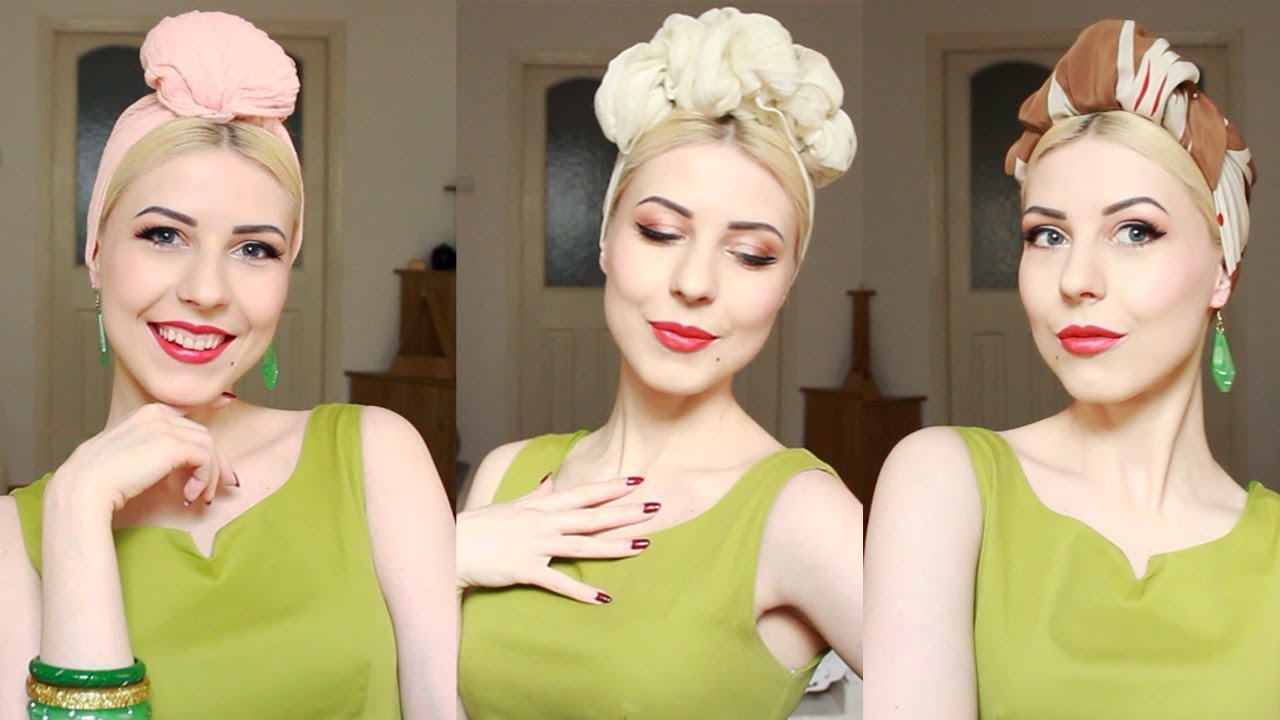 Easy Retro Turban Tutorial 3 Ways l 1940 Vintage Hairstyle with Headscarf