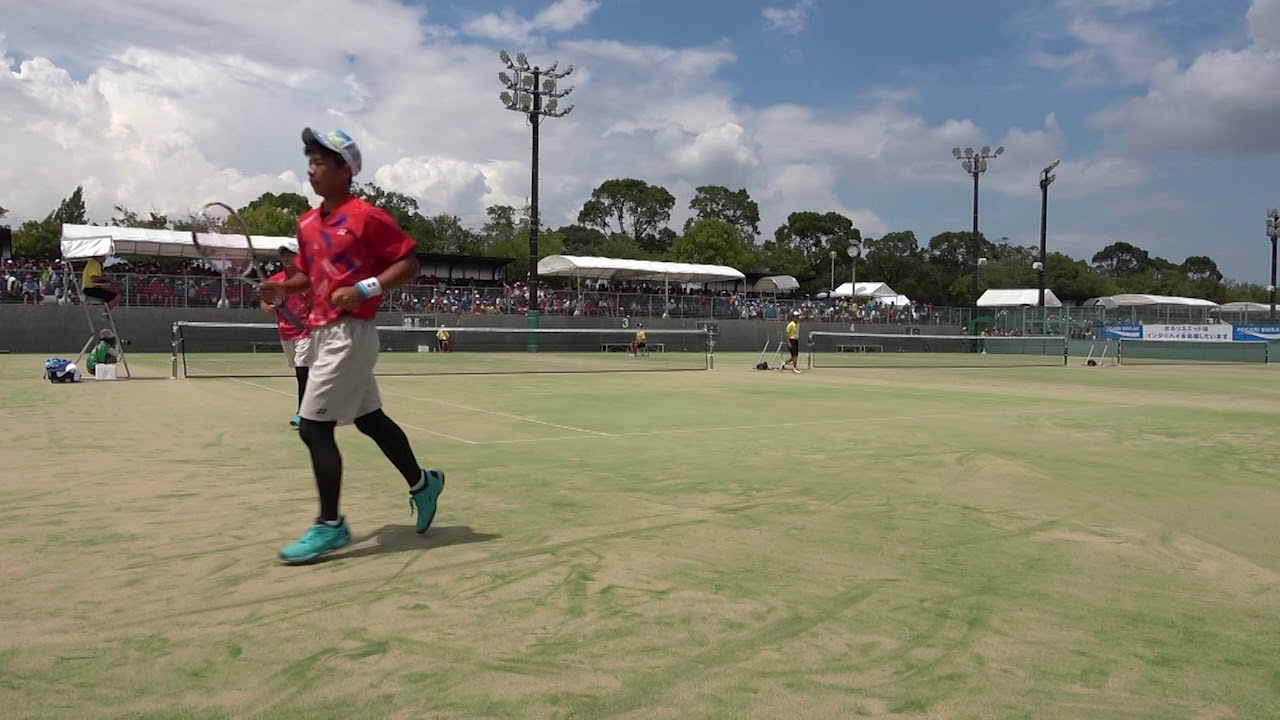 2019年IH ソフトテニス 男子 ダブルス 準決勝 山本大陸 池口李将（高田商 奈良）&times; 田中康文 大山聖捺（都城商 宮崎）