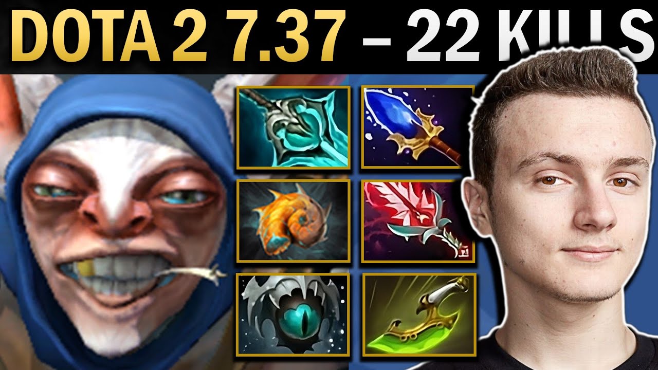 Meepo Gameplay Miracle with 22 Kills and Shell - Dota 7.37