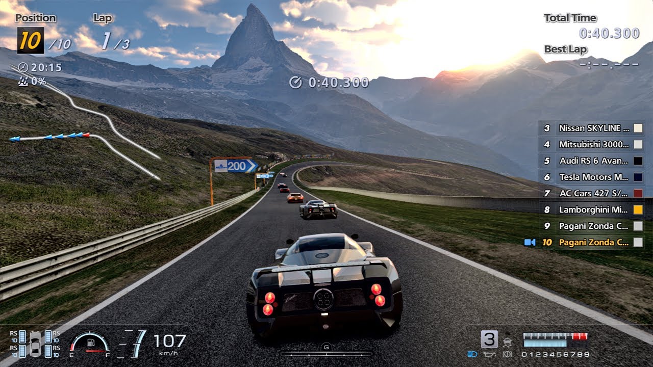 Gran Turismo 6 | Pagani Zonda C12 2000 414 km/h | Matterhorn Rotenboden sunset race | GT6 | PS3