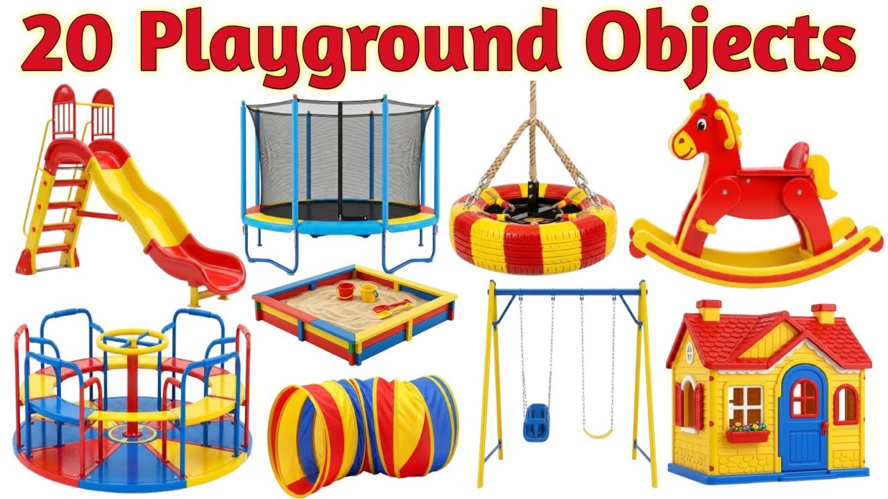 20 Park Objects Names for Kids | Learn Park & Outdoor Game Objects in English & Hindi #parkobject
