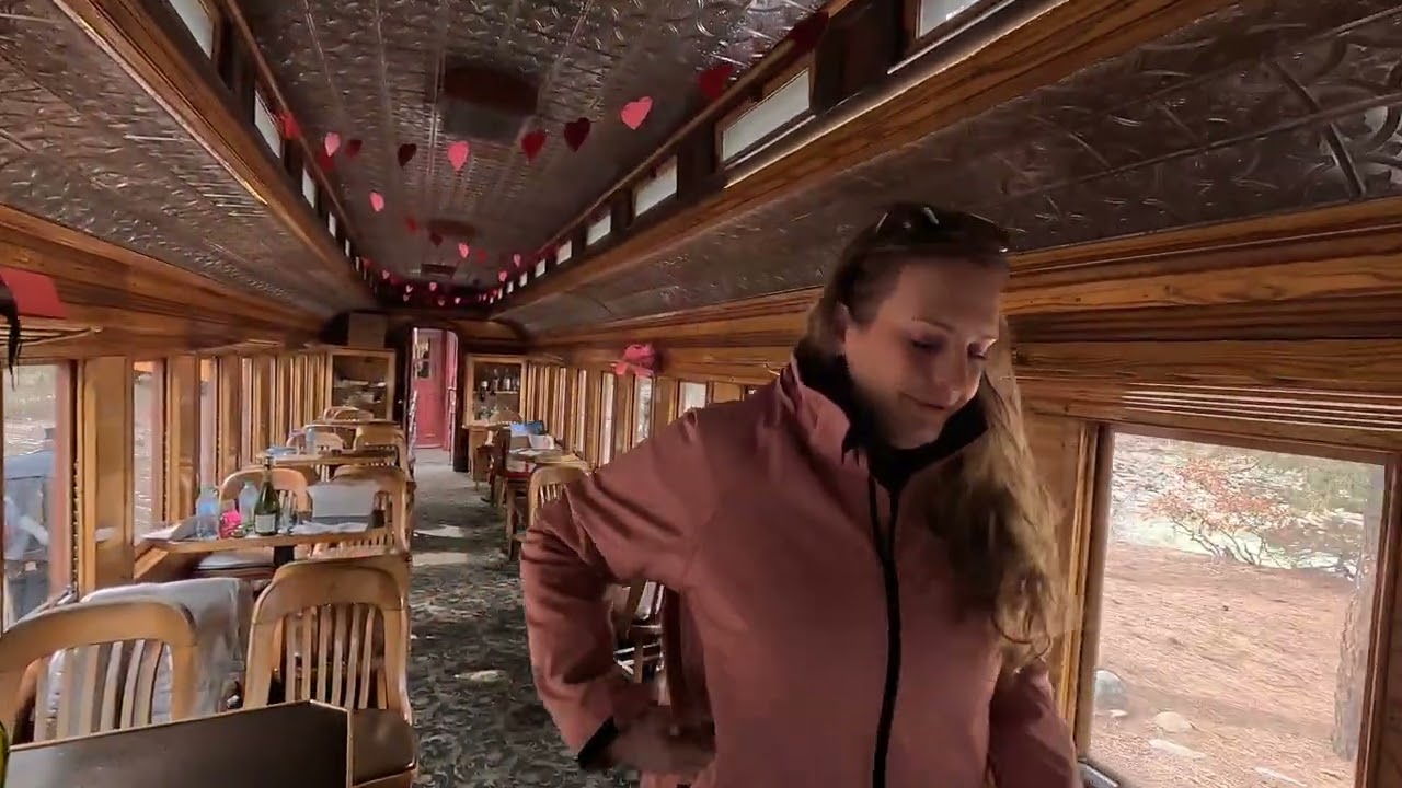Showing off the train as we walked around