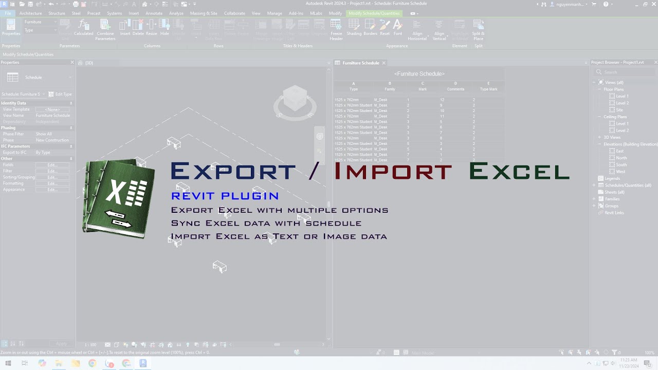 Export Import Excel Revit Plugin v4.3.0