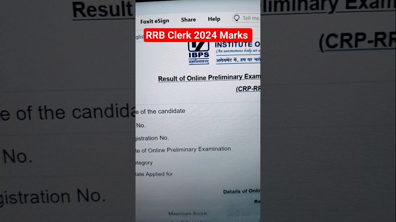 My IBPS RRB Clerk Prelims Scorecard 2024🔥⚡️#ibps #rrbclerk #scorecard #prelims