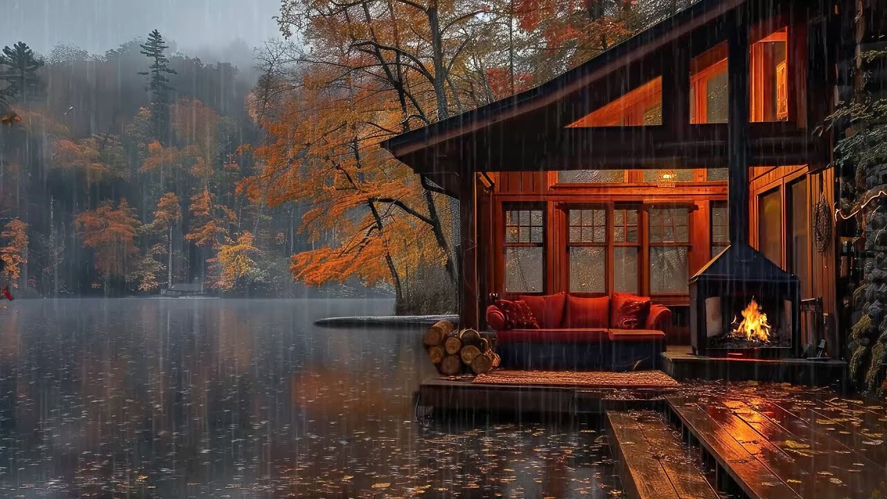 Lakeside House with Autumn Rainy Day Will Make You Feel Calm and Sall Asleep Soundly