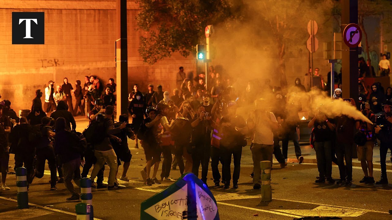 LIVE: Pro-Palestinian Protesters Clash With Police In Barcelona