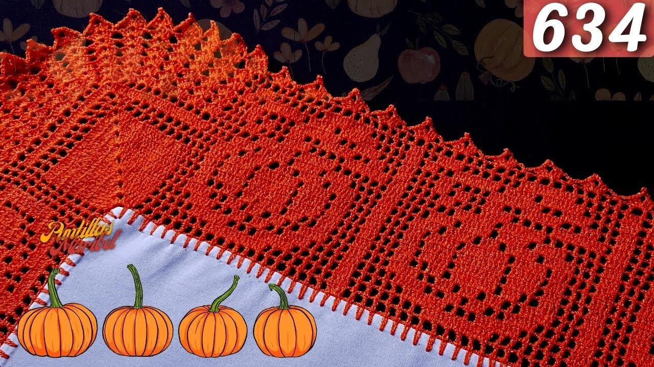 ¿Quieres tejer unas calabazas en tus puntillas?, mira esta idea 🍅🍊 634 | Puntillas Maribel