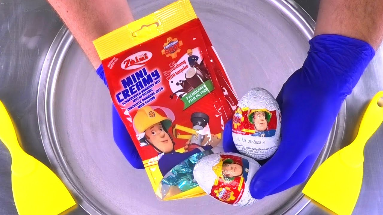 Fireman Sam Surprise Ice Cream Rolls | rolled Ice Cream with Chocolate & Surprise Egg