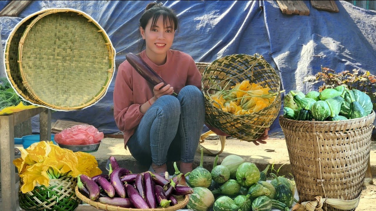 How to Knit a Bamboo Baskets - Harvest Pumpkins Goes to the Market to sell | Live With Nature